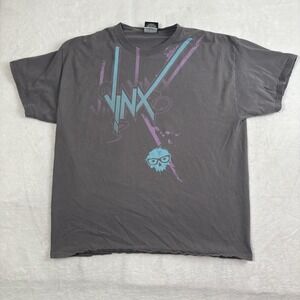 Y2K Jinx Grey Short Sleeve Graphic Shirt Men's XL Paint Splatter